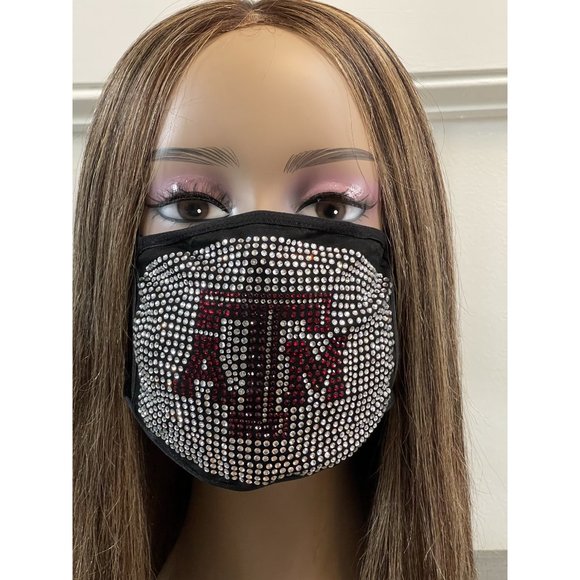 Texas A & M University Aggies Bling Rhinestone Face Mask - Picture 16 of 16
